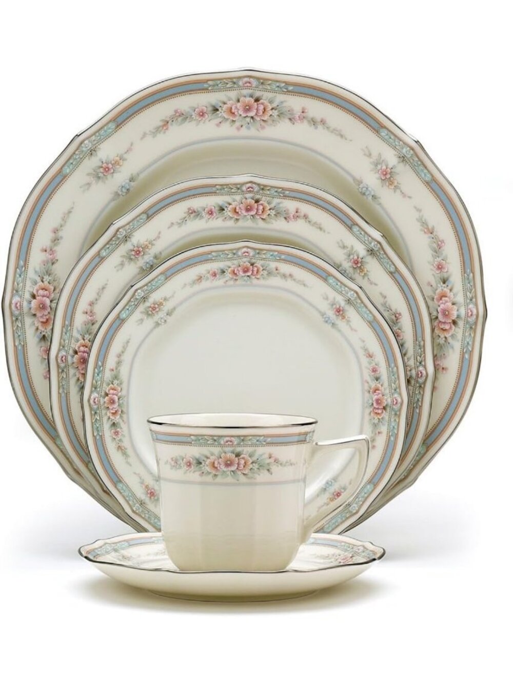 Elegant 5-Piece Place Setting, Fine China Dinnerware, Classic Design, Perfect